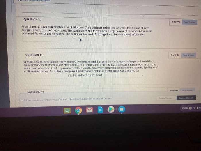 Solved QUESTION 10 1 points Save Answer A participant is | Chegg.com