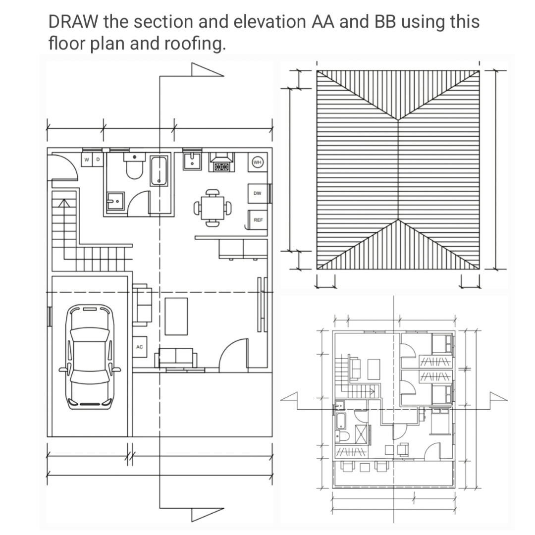 Solved DRAW the section and elevation AA ﻿and BB ﻿using this | Chegg.com