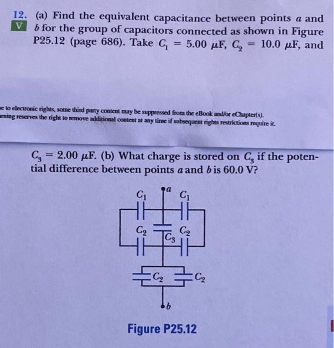 Solved 12. (a) Find The Equivalent Capacitance Between | Chegg.com