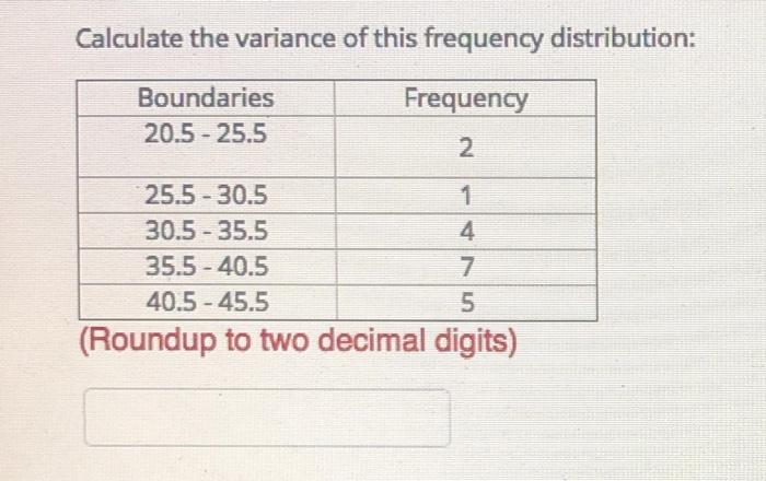 Solved Calculate the variance of this frequency | Chegg.com