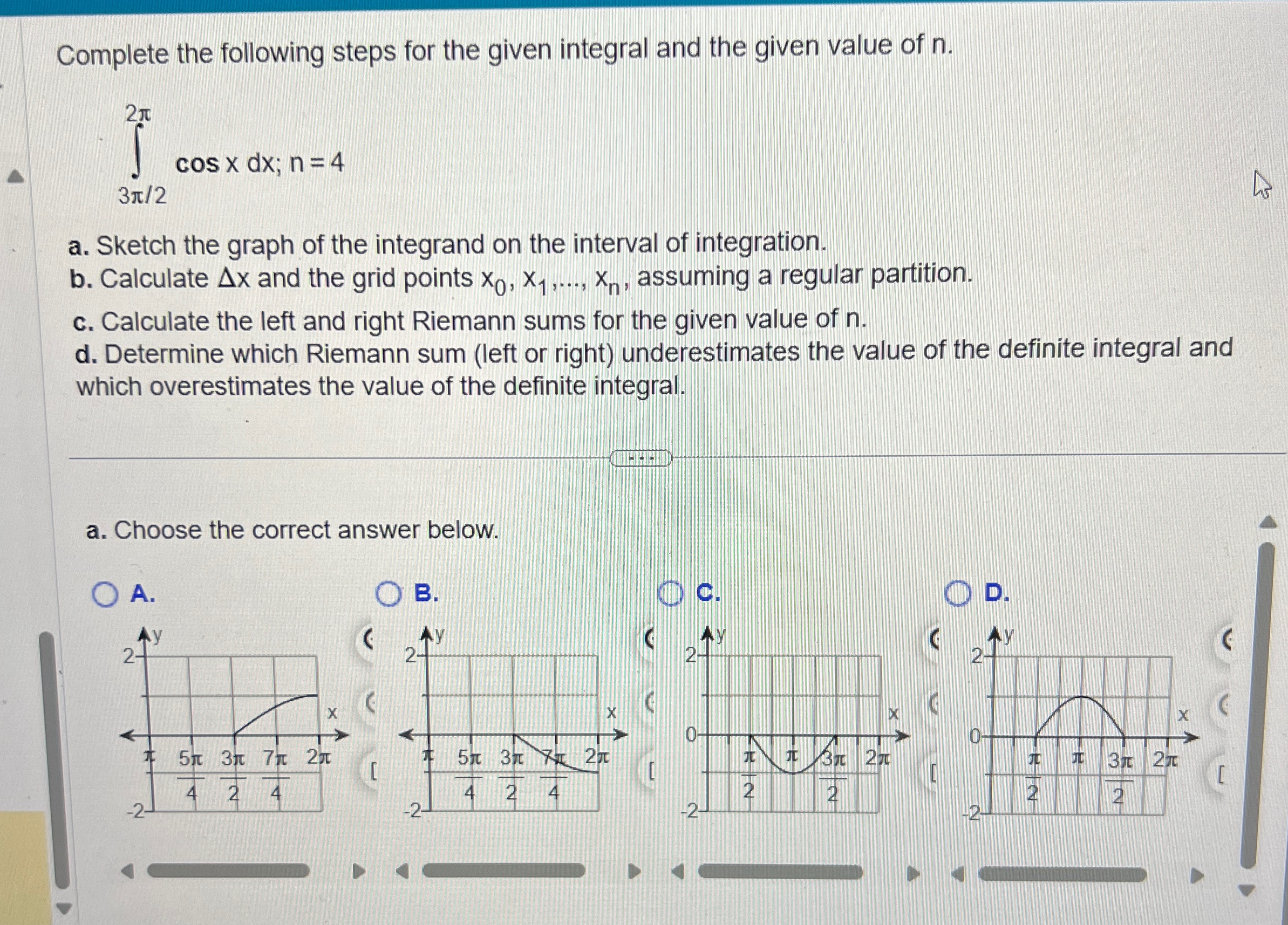 Solved Complete the following steps for the given integral | Chegg.com