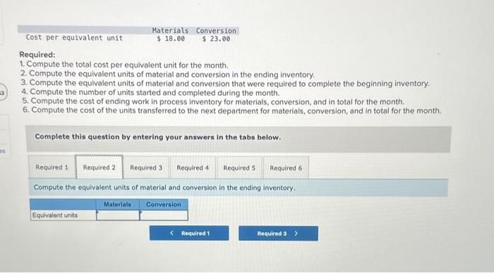 Solved Required: 1. Compute the total cost per equivalent | Chegg.com