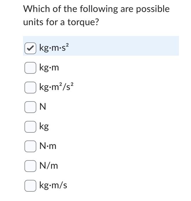 Unit of 2025 torque in kg