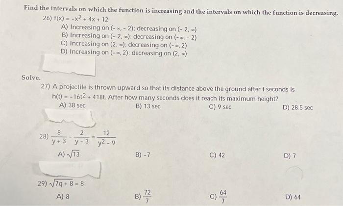 Solved Find The Intervals On Which The Function Is | Chegg.com