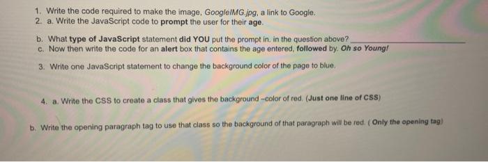 Solved 1. Write the code required to make the image, | Chegg.com