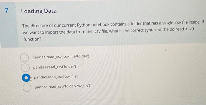 Solved Loading Data The directory of our current Python | Chegg.com