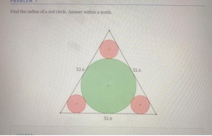 Solved OBLEM Find the radius of a red circle. Answer within | Chegg.com