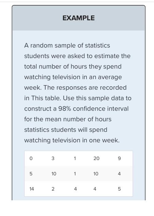 Solved EXAMPLE A random sample of statistics students were | Chegg.com