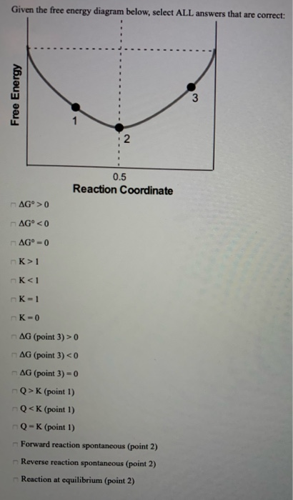 Solved Given the free energy diagram below, select ALL | Chegg.com