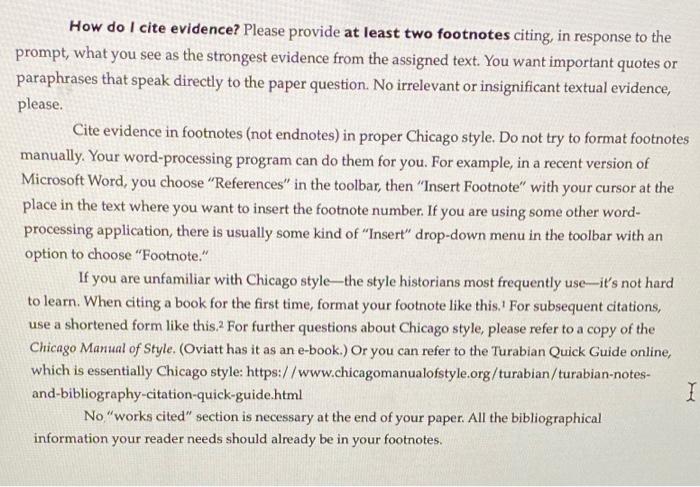 How do I cite evidence Please provide at least two Chegg