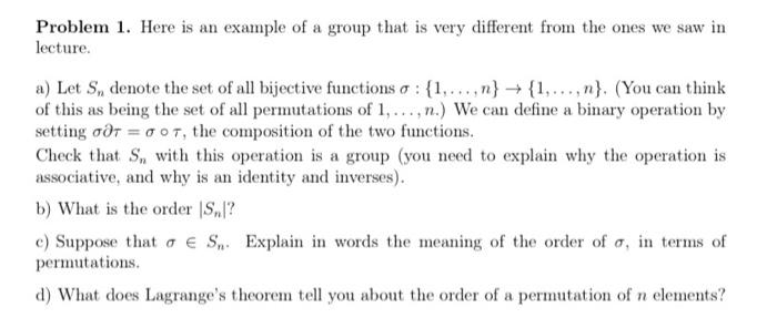 Solved Problem 1. Here is an example of a group that is very | Chegg.com
