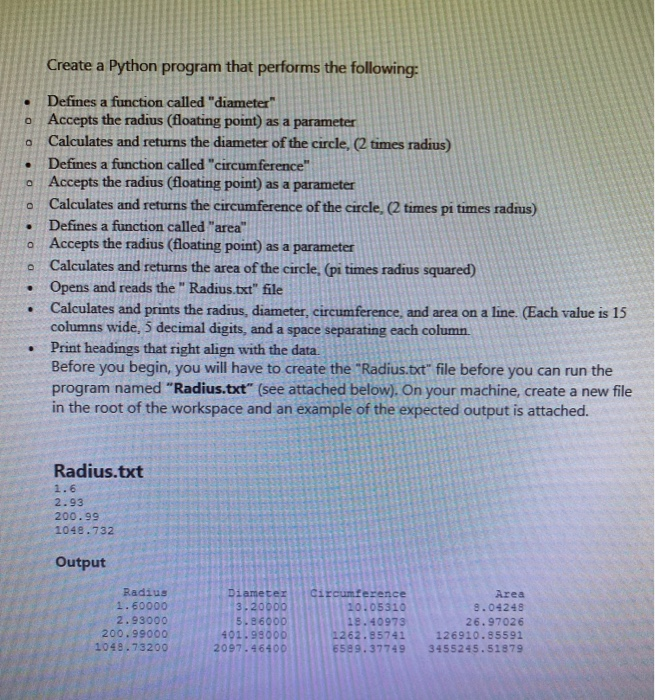 Solved Create a Python program that performs the following: | Chegg.com