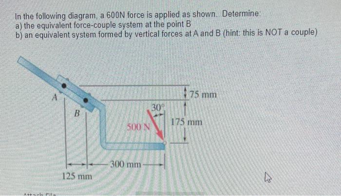 Solved In The Following Diagram, A 600N Force Is Applied As | Chegg.com