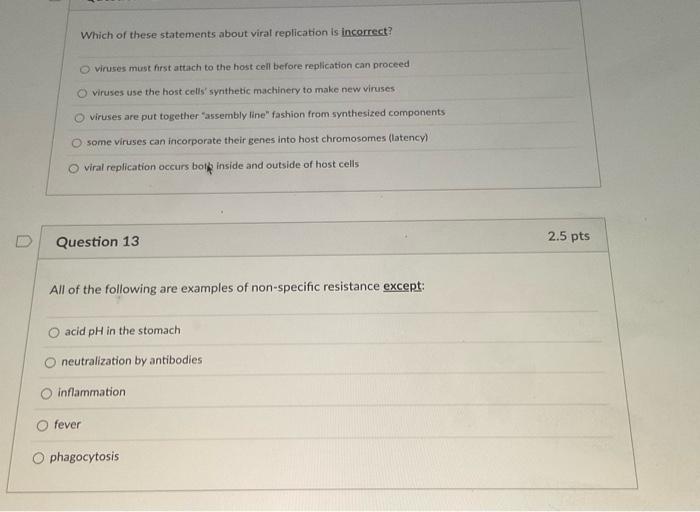 Solved Which Of These Statements About Viral Replication Is 