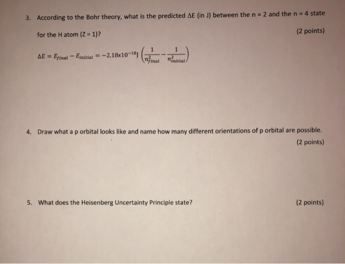 Solved 3 According To The Bohr Theory What Is The Predi Chegg Com