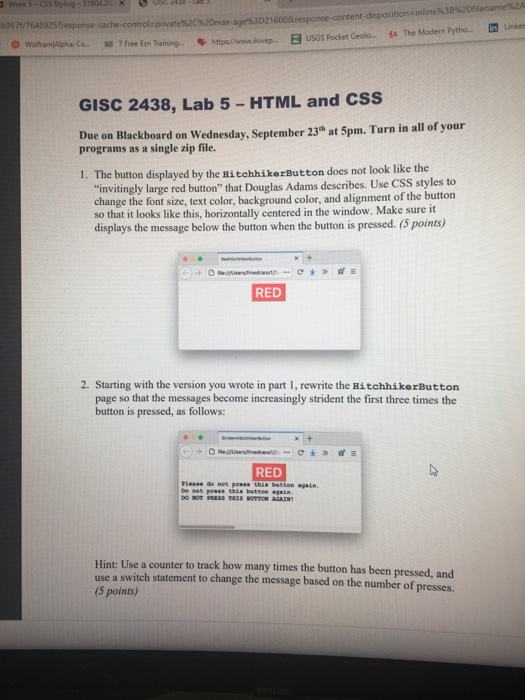 Solved Week 5 - CSS Styling - 5160420 X | Chegg.com