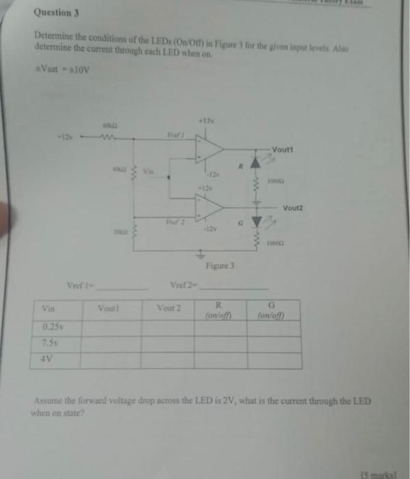 Solved Question 3 Determine the conditions of the LEDs (On | Chegg.com