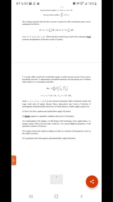 Solved >> Problem set 1 (Macroeconomic Theory) Important: | Chegg.com