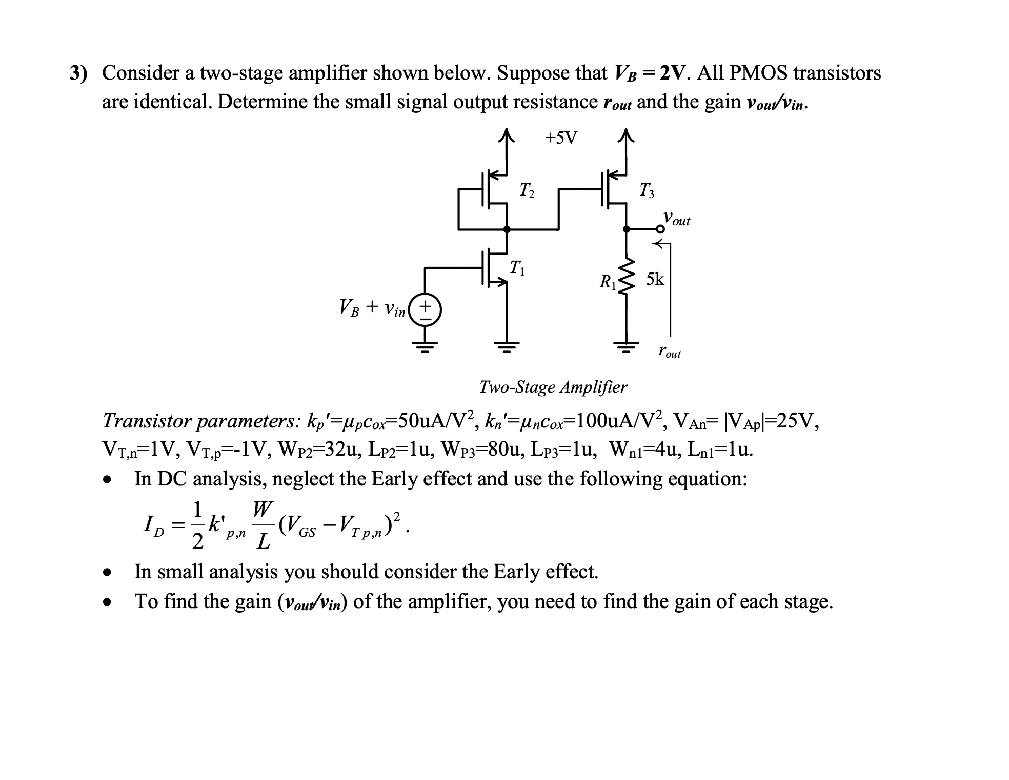 Solved Consider a two-stage amplifier shown below. Suppose | Chegg.com