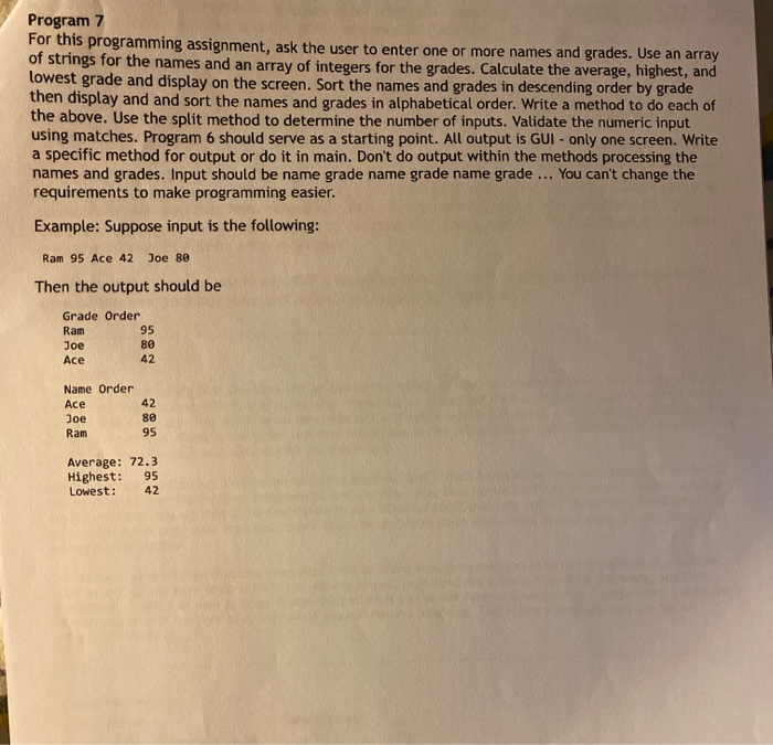 Solved Program 7 For this programming assignment, ask the | Chegg.com