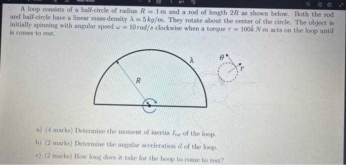 A loop consists of a half-circle of radius R=1 m and | Chegg.com