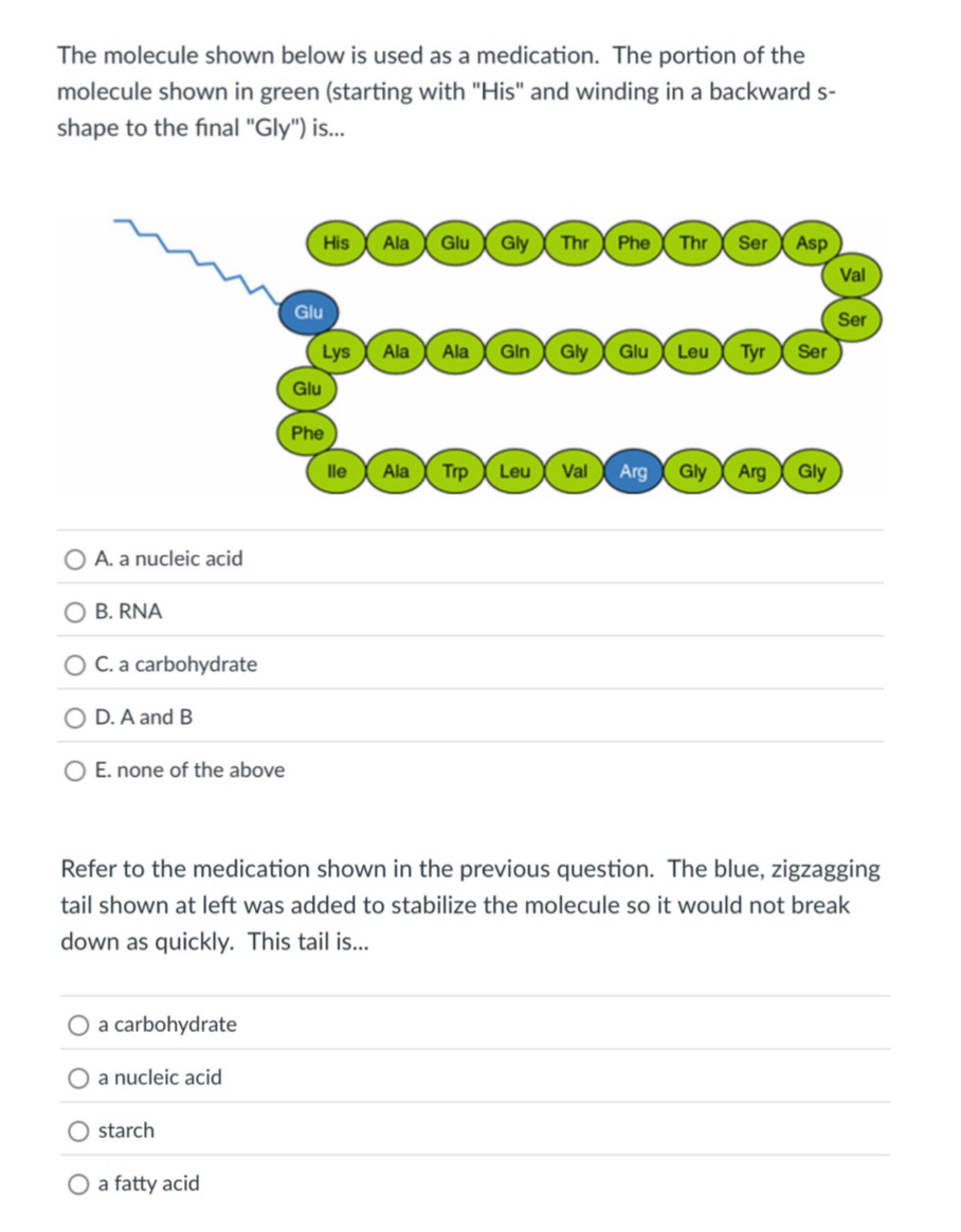 Solved The molecule shown below is used as a medication. The | Chegg.com
