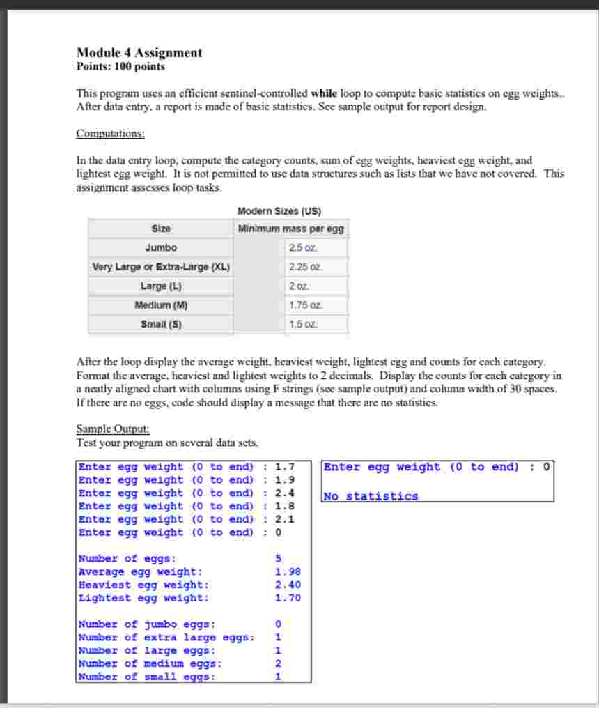 Solved Module 4 ﻿AssignmentPoints: 100 ﻿pointsThis program | Chegg.com