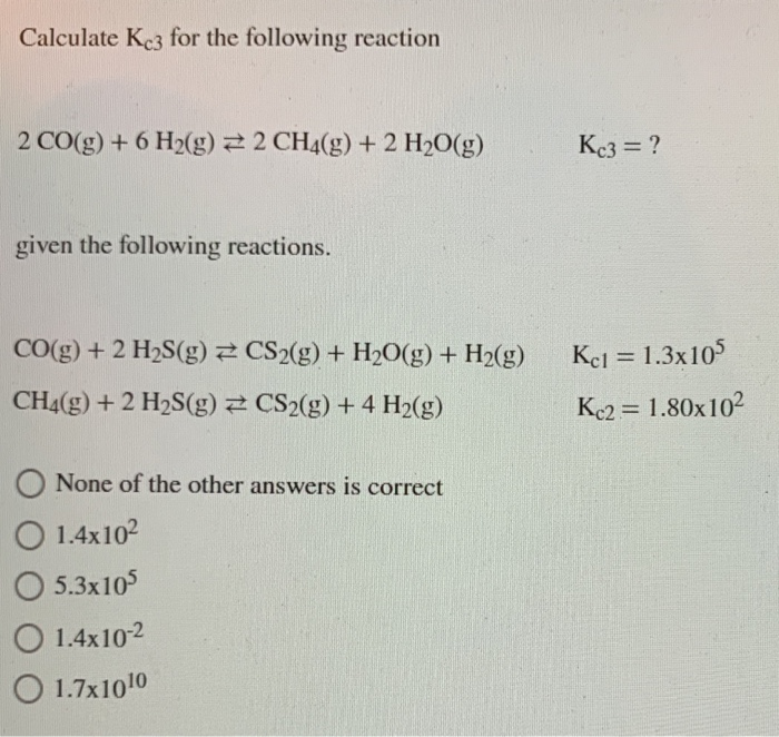 Solved Given The Following Reaction And Value Of Kp At | Chegg.com