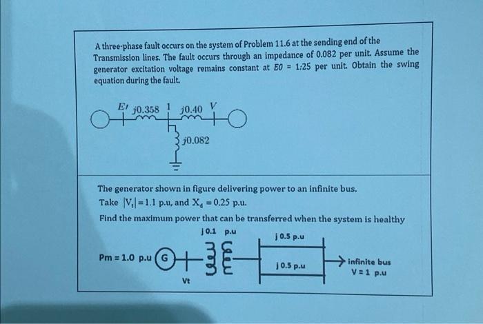 Solved A three-phase fault occurs on the system of Problem | Chegg.com