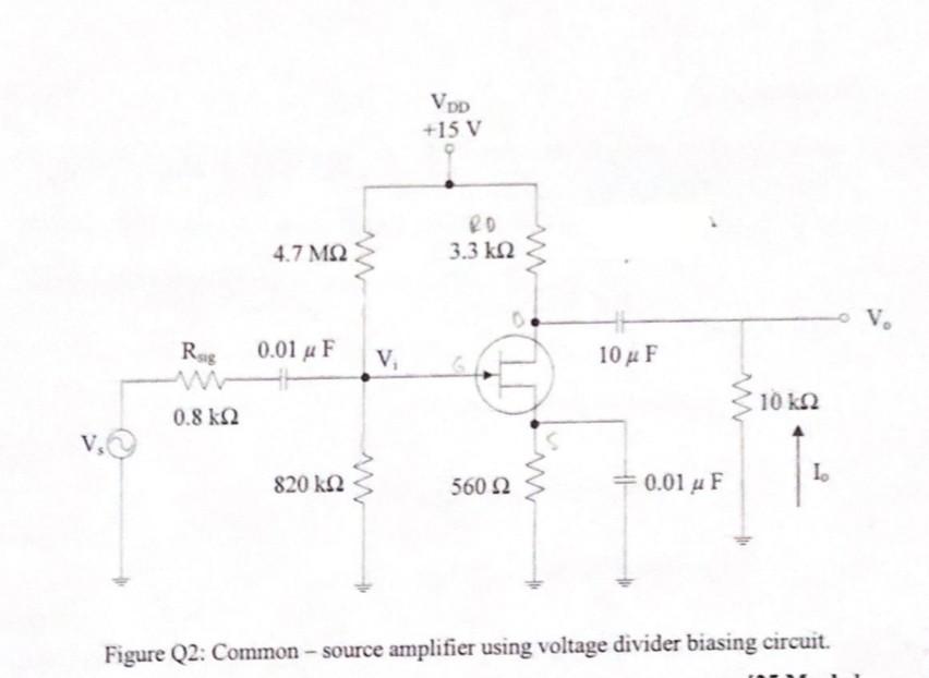 Solved QUESTION 2 A common-source amplifier circuit using | Chegg.com