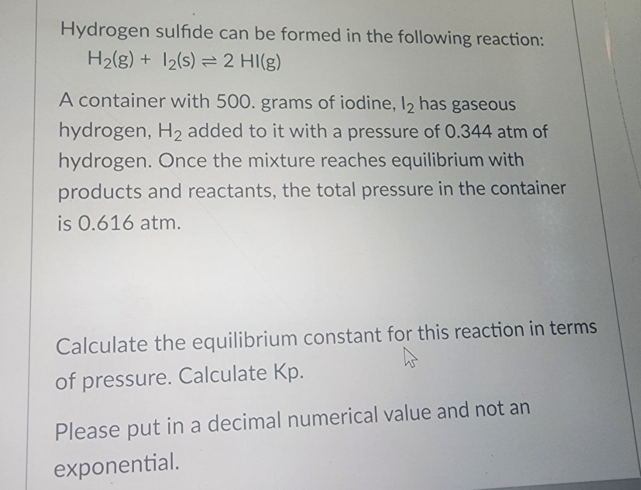 Solved Hydrogen sulfide can be formed in the following | Chegg.com