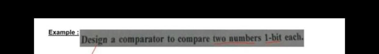 Solved Example: Design a comparator to compare two numbers | Chegg.com