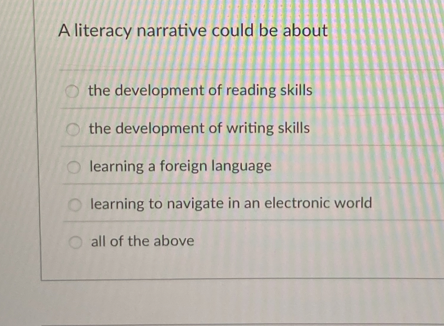 A literacy narrative could be aboutthe development of | Chegg.com