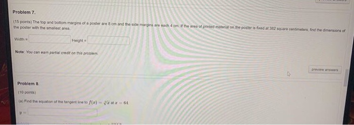 Solved Problem 7. (15 points) The top and bottom margins of | Chegg.com
