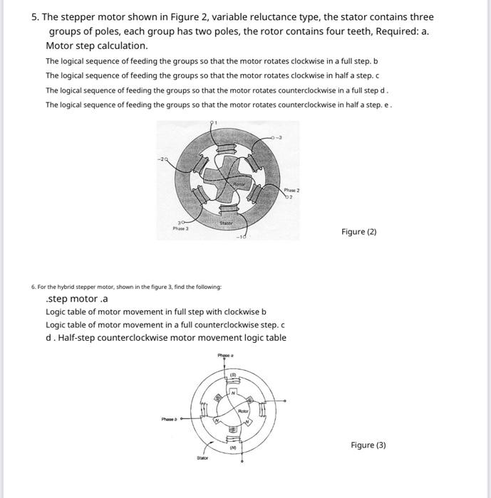 Solved 5. The stepper motor shown in Figure 2 variable | Chegg.com