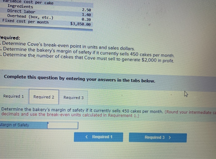 Solved Cove's Cakes is a local bakery. Price and cost