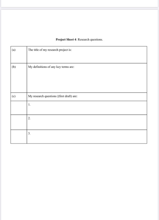 research project questions for students