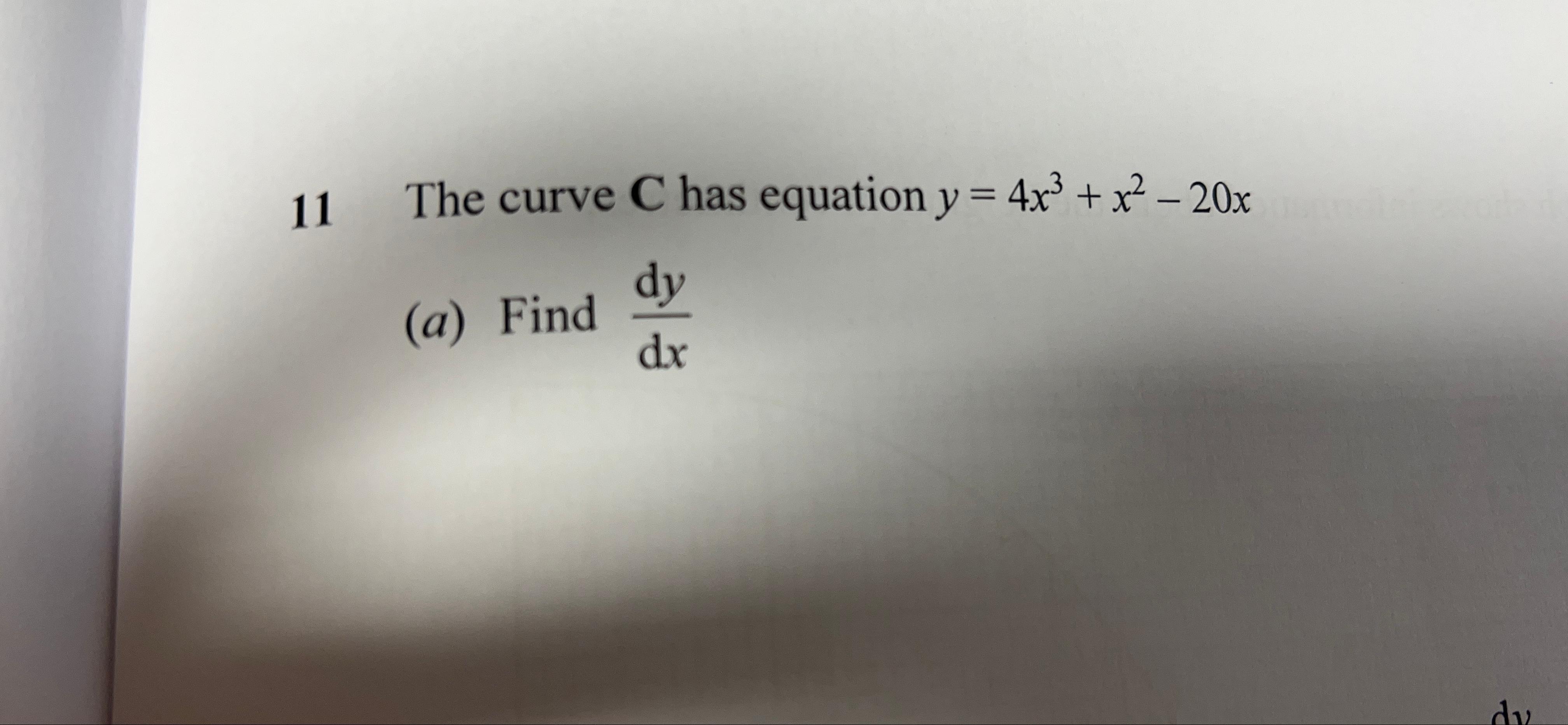 Solved 11 ﻿the Curve C ﻿has Equation Y4x3x2 20xa ﻿find