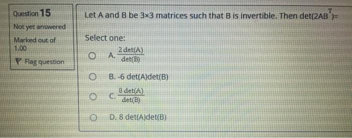Solved Let A and B be 3x3 matrices such that B is | Chegg.com
