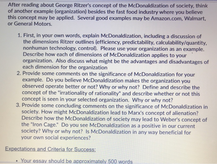 mcdonaldization examples