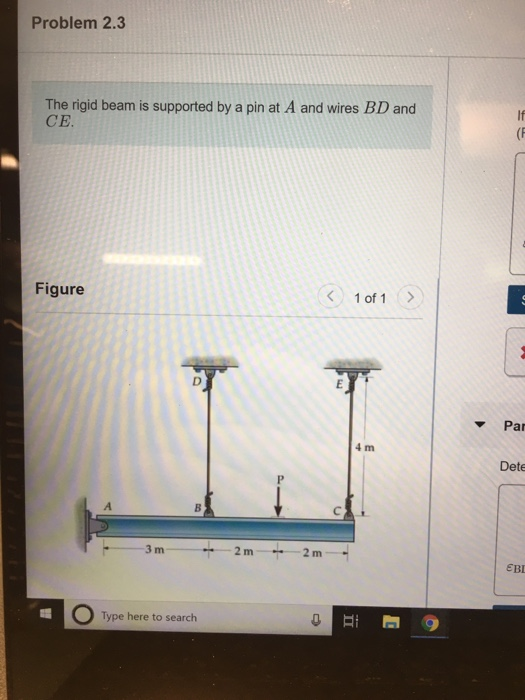 Solved Problem 2.3 The rigid beam is supported by a pin at A | Chegg.com