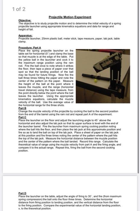 objective of projectile motion experiment