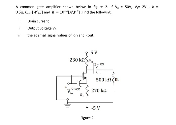 Solved A Common Gate Amplifier Shown Below In Figure 2 I Chegg Com