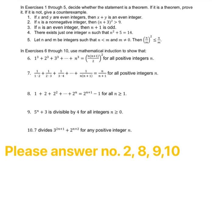 Solved In Exercises 1 through 5, decide whether the | Chegg.com