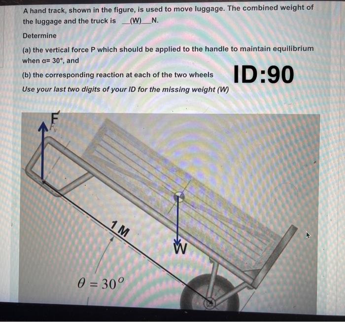 Solved A hand track, shown in the figure, is used to move | Chegg.com