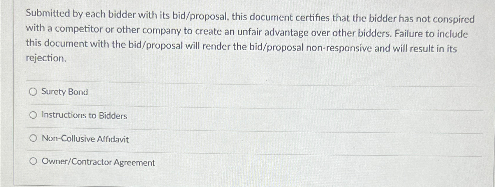 Submitted By Each Bidder With Its Bid/proposal, ﻿this | Chegg.com