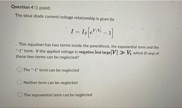 Solved The current in a diode as a function of the diode | Chegg.com