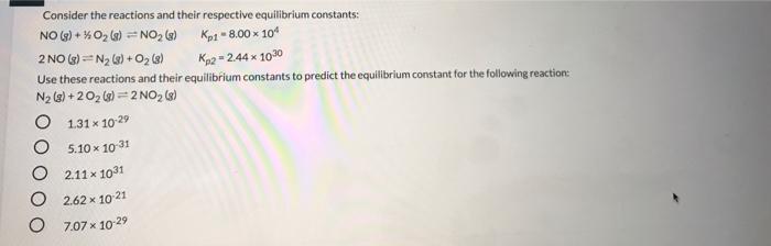 Solved Consider the reactions and their respective | Chegg.com