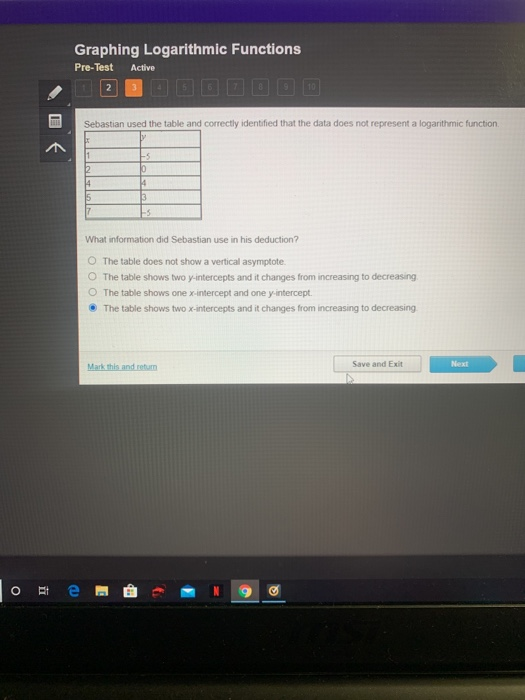 Solved Graphing Logarithmic Functions PreTest 2 Active