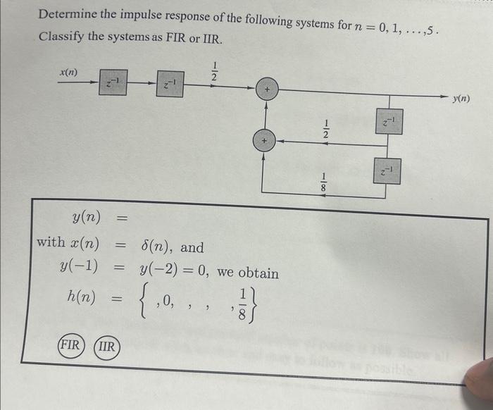 Solved Determine The Impulse Response Of The Following | Chegg.com